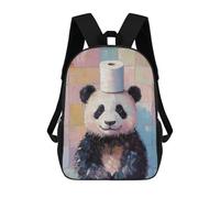 sinyumoney Panda with Toilet Paper Hat Mochila Infantil, Mochila Escolar Impresa En 3D, Mochila Para Niños Y Niñas, Mochila Escolar Ajustable Para La Escuela Primaria 17inch