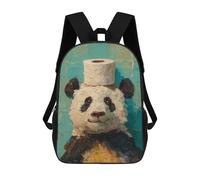 sinyumoney Panda with Toilet Paper Roll Hat-1 Mochila Escolar Impresa En 3D 17inch Mochila Escolar Infantil Mochilas De Viaje Mochila Informal De Moda Para Niños Y Estudiantes