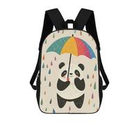 sinyumoney Panda with Umbrella in Rain Mochila Escolar, Mochila De Negocios Para Portátil, Mochila Unisex Informal Para Niños/niñas/adolescentes 17inch