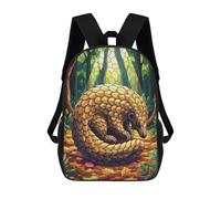sinyumoney Pangolin in Forest Stained Glass Style Mochila Escolar Infantil Estampada Para Adultos Y Niños, Mochila De Viaje Para El Día A Día 17inch