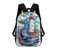 sinyumoney Papercraft Whale & Lighthouse Mochila Escolar Infantil Impresa En 3D Para Niños, Mochila De Viaje De Alta Capacidad, Bolsas Para Libros, Mochila Escolar Infantil 17inch