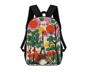 sinyumoney Paris Eiffel Tower Colorful Illustration Mochila Escolar Resistente Al Agua, Mochila Escolar De Negocios Para Niñas, Niños Y Adolescentes 17inch