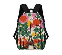 sinyumoney Paris Eiffel Tower Colorful Illustration Mochila Infantil De 17 Pulgadas, Mochila Escolar Con Estampado 3D De Dibujos Animados Para Niños Y Adolescentes.