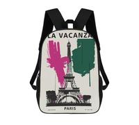 sinyumoney Paris Eiffel Tower Poster Mochila Escolar Impresa En 3D 17inch Mochilas De Moda Para Niños, Mochilas Escolares Para Niños De Primaria Y Secundaria
