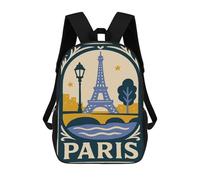 sinyumoney Paris Illustration with Eiffel Tower Mochila Escolar Infantil De 17 Pulgadas, Mochila Escolar Impresa En 3D Para Niños De Primaria Y Secundaria