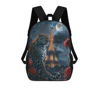 sinyumoney Paris Night Leopard Romance Mochilas Para Niños 17inch Mochila Escolar Mochila Escolar Impresa En 3D Para Niños De Primaria Y Secundaria