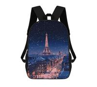 sinyumoney Paris Winter Night Lights Mochila Escolar Infantil De 17 Pulgadas, Mochila Escolar Impresa En 3D Para Niños De Primaria Y Secundaria