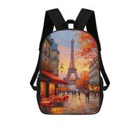 sinyumoney Parisian Autumn Eiffel Tower Scene Mochila Escolar De 17 Pulgadas Para Adolescentes, Con Estampado 3D, Ajustable Y Con Bolsillos, Ideal Para Niños, Niñas Y Estudiantes.