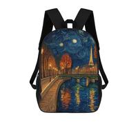 sinyumoney Parisian Night Canal Scene 17inch Mochilas Escolares Impresas En 3D, Mochilas Escolares De Moda Para Niños De Primaria Y Secundaria