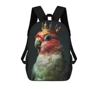 sinyumoney Parrot Bird Cute King Mochila Ligera Informal Para El Día A Día, Mochila Escolar Para Hombres/mujeres 17inch