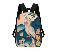 sinyumoney Parrot Bird Japanese Art Mochilas Para Niños, Mochilas Escolares Personalizadas En 3D Para Niños Y Niñas, Mochilas Escolares Grandes, Mochilas Informales Para El Día A Día 17inch