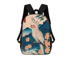 sinyumoney Parrot Bird Japanese Art Mochilas Para Niños, Mochilas Escolares Personalizadas En 3D Para Niños Y Niñas, Mochilas Escolares Grandes, Mochilas Informales Para El Día A Día 17inch