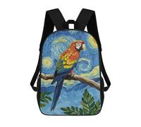 sinyumoney Parrot in Starry Night Style Mochila Escolar Impermeable Para Ordenador, Ideal Para El Campus, Actividades Al Aire Libre, Viajes Y Deportes 17inch