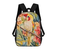 sinyumoney Parrot in Tropical Flowers Mochilas Escolares Ligeras E Informales Para El Día A Día, Ideales Para La Escuela, El Trabajo O Los Viajes 17inch