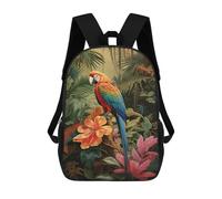 sinyumoney Parrot in Tropical Paradise Mochila Infantil Para Niñas Y Niños, Mochila De Día, Escuela Primaria, Perfecta Para La Vuelta Al Cole O Educación Física, Regalos Y Viajes 17inch
