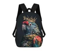 sinyumoney Parrot Little King Mochila Escolar Infantil Estampada Para Adultos Y Niños, Mochila De Viaje Para El Día A Día 17inch