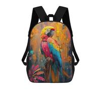sinyumoney Parrot Oil Painting Mochila Escolar Para Niñas 17inch Mochila Informal Ligera Para Niños Y Niñas, Ideal Para Estudiantes De Secundaria