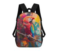 sinyumoney Parrot Oil Painting Mochila Escolar Para Niñas Y Niños, Mochilas De Gran Capacidad, Mochilas Ligeras Para Niños Y Estudiantes 17inch