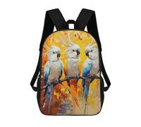 sinyumoney Parrot Trio on Branch Mochila Escolar Infantil De 17 Pulgadas, Mochila Escolar Impresa En 3D Para Niños De Primaria Y Secundaria