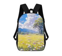 sinyumoney Pastoral Bliss Field of Flowers Mochila Escolar Infantil Impresa En 3D 17inch Mochilas De Moda Para Niños De Primaria Y Secundaria