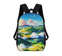 sinyumoney Pastoral Landscape with Rolling Hills Mochila Escolar Impresa En 3D Mochila Escolar De Moda Para Niños Mochilas Para Niños Estudiantes De Secundaria 17inch