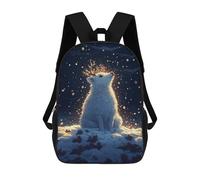 sinyumoney Patchwork Hot Air Balloon Mochila escolar grande mochila escolar para niños, niñas, hombres y mujeres, Ciervos blancos en la nieve, 17"