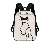 sinyumoney Paul Klee Line Art Cat 17inch Mochilas Escolares Impresas En 3D, Mochilas Escolares De Moda Para Niños De Primaria Y Secundaria