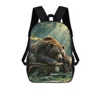 sinyumoney Peaceful Bear On Mossy Car Mochila Escolar De 17 Pulgadas Para Adolescentes, Con Estampado 3D, Ajustable Y Con Bolsillos, Ideal Para Niños, Niñas Y Estudiantes.