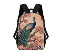 sinyumoney Peacock Bird Cherry Blossom Mochila Escolar Infantil Impresa En 3D Para Niños, Mochilas De Viaje, Bolsas Para Libros Para Niños Estudiantes De Primaria 17inch