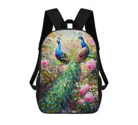 sinyumoney Peacock Garden Art Print-1 Mochilas Para Niños 17inch Mochila Escolar Mochila Escolar Impresa En 3D Para Niños De Primaria Y Secundaria