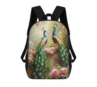 sinyumoney Peacock Garden Art Print-2 Mochilas Infantiles Mochila Escolar Impresa En 3D Para Niños Mochilas De Viaje Bolsas Para Libros Para Niños 17inch Mochila Escolar