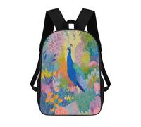 sinyumoney Peacock in A Colorful Garden Painting Mochila Escolar, Mochila Para Portátil, Mochila Unisex Informal Para La Escuela/trabajo/viajes 17inch