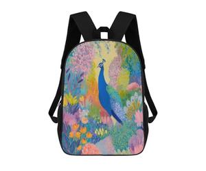 sinyumoney Peacock in A Colorful Garden Painting Mochila Escolar, Mochila Para Portátil, Mochila Unisex Informal Para La Escuela/trabajo/viajes 17inch