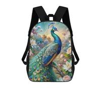 sinyumoney Peacock in Floral Paradise Mochilas Impresas En 3D Para Niños, Mochila Escolar, Mochila Informal Para Exteriores, Mochila Informal De Moda Para Niños, Lindas Bolsas De Viaje 17inch