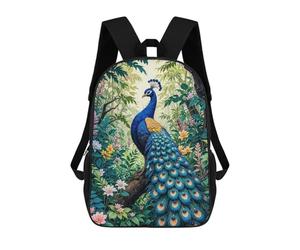 sinyumoney Peacock in Lush Jungle Mochila Escolar Informal Para El Día A Día, Ideal Para El Trabajo, El Colegio, El Camping, Las Aventuras Al Aire Libre Y Los Viajes Diarios 17inch