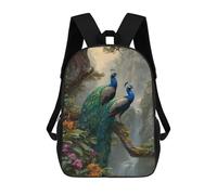 sinyumoney Peacock Paradise Landscape Mochila Escolar Infantil De 17 Pulgadas, Impresa En 3D, Estilo Casual, Para Niños, Ideal Para Viajes, Como Mochila Escolar O Para Llevar Libros.