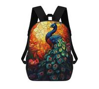 sinyumoney Peacock Stained Glass Mochila Infantil Con Impresión 3D, Mochila Escolar Para Niños, Mochila Informal Divertida Para Niños Y Adolescentes 17inch