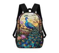 sinyumoney Peacock Stained Glass Mochilas Para Niños Mochila Escolar Mochila Escolar Impresa En 3D Para Niños Estudiantes De Primaria Y Secundaria 17inch