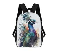 sinyumoney Peacock Watercolors Mochila, Mochila Infantil, Mochila Escolar Para Estudiantes, Mochila Para Libros, Mochila Escolar Impresa En 3D Para Niños Y Niñas 17inch
