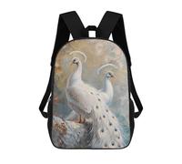 sinyumoney Peacock White Magical Mochila Escolar Resistente Al Agua, Mochila Escolar De Negocios Para Niñas, Niños Y Adolescentes 17inch