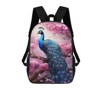 sinyumoney Peacock with Cherry Blossoms Mochila Escolar Resistente Al Agua, Mochila De Viaje, Bolsa Para Computadora Para Hombres, Mujeres Y Adolescentes 17inch