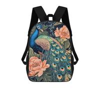 sinyumoney Peacock with Flowers Art Print Mochila Escolar De Moda, Mochila Para Material Escolar, Mochila Impermeable Informal Para Hombres/mujeres 17inch