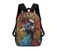 sinyumoney Peacock with Headphones Mochilas Para Niños Y Estudiantes, Mochilas Escolares Impresas En 3D, Mochilas Para Estudiantes De Primaria Y Secundaria Para Niños Y Niñas 17inch