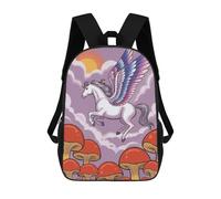 sinyumoney Pegasus Flying Over Mushrooms Mochila Escolar Para Niñas Y Niños, Mochilas De Gran Capacidad, Mochilas Ligeras Para Niños Y Estudiantes 17inch
