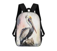 sinyumoney Pelican Watercolor Mochilas Para Niños Y Estudiantes, Mochilas Escolares Impresas En 3D, Mochilas Para Estudiantes De Primaria Y Secundaria Para Niños Y Niñas 17inch
