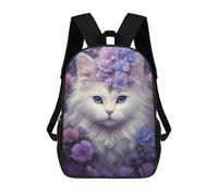 sinyumoney Peligroso Beauty Mochila Niño Niña 3D, Bolsa De Escuela, Mochila Para Niños Pequeños, Mochila Casual, Bolsa De Libros De Moda, White Cat Whimsical, 17"