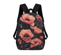 sinyumoney Peligroso Beauty Mochila Niño Niña 3D, Bolsa De Escuela, Mochila Para Niños Pequeños, Mochila Casual, Bolsa De Libros De Moda, Dark Red Poppies Charm, 17"