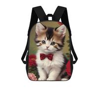 sinyumoney Peligroso Beauty Mochila Niño Niña 3D, Bolsa De Escuela, Mochila Para Niños Pequeños, Mochila Casual, Bolsa De Libros De Moda, Cute Kitten Wearing A Bow, 17"