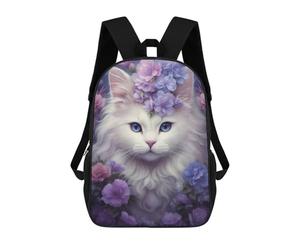 sinyumoney Peligroso Beauty Mochila Niño Niña 3D, Bolsa De Escuela, Mochila Para Niños Pequeños, Mochila Casual, Bolsa De Libros De Moda, White Cat Whimsical, 17"