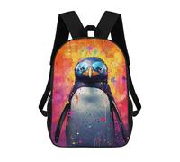 sinyumoney Penguin Colorful Mochila Escolar De 17 Pulgadas Para Adolescentes, Con Estampado 3D, Ajustable Y Con Bolsillos, Ideal Para Niños, Niñas Y Estudiantes.